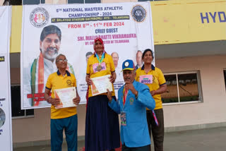 107-Year-old grandmother bagged a gold medal at the National Master Athletics Championship in Hyderabad (Source ETV Bharat)