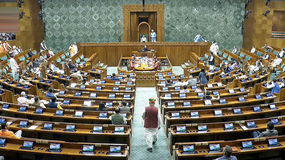 Speaker Om Birla conducts proceedings in the Lok Sabha during the Budget session of Parliament