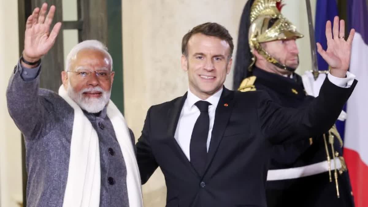 Prime Minister Narendra Modi with French President Emmanuel Macron in Paris