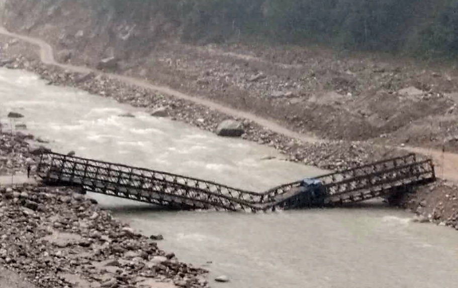 Bailey Bridge Collapsed in North Sikkim