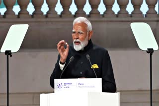 Prime Minister Narendra Modi addresses the audience at the Grand Palais during the Artificial Intelligence Action Summit in Paris