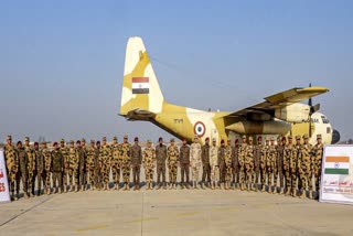 Army peronnel from India and Egypt ahed of the exercise Cyclone.