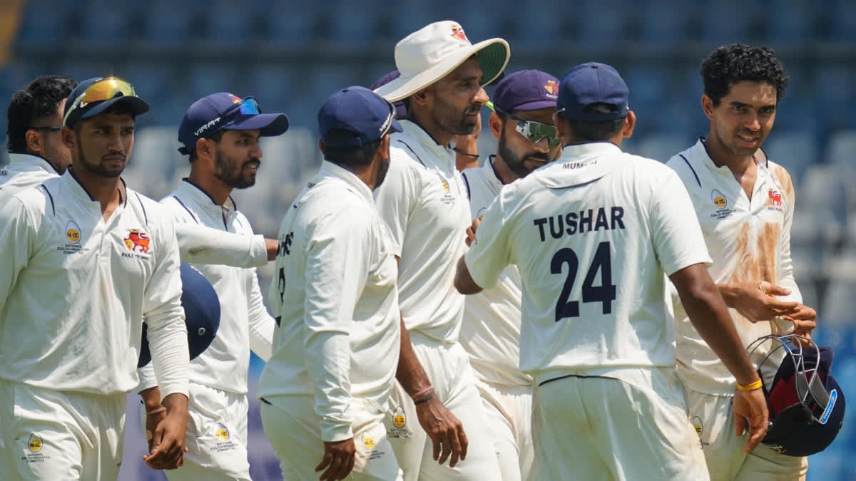 Ajinkya Rahane and Musheer Khan return to form on time as they put domestic giants Mumbai in a formidable position against Vidarbha in the Ranji Trophy final at Wankhede Stadium on Monday. Earlier, spinner Shams Mulani and pacer Dhawal Kulkarni, who is playing his final domestic game, clinched three wicket-haul each to bundle out the visitors for just 105 runs in the first innings.