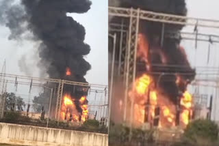 A massive fire broke out in the power grid of Majra located in New Chandigarh in the morning.