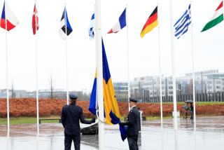 Flag of Sweden is raised at NATO headquarters, cementing its place as the 32nd alliance member