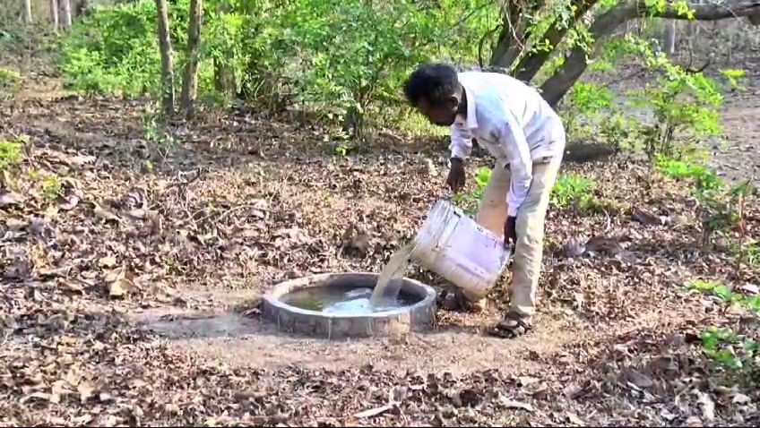 Filling the tank with water