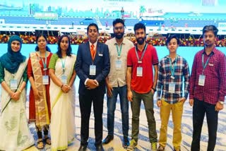 Participants on the podium at IISc.