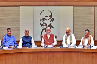 Prime Minister Narendra Modi chairs his first Union Cabinet meeting at the start of his third term, in New Delhi on Monday, June 10, 2024.