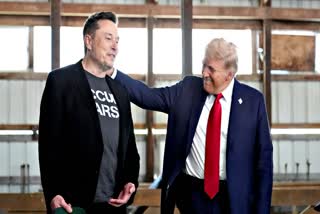 Tesla and SpaceX CEO Elon Musk, left, and Republican presidential nominee former President Donald Trump attend a campaign event at the Butler Farm Show, Oct. 5, 2024, in Butler, Pa. (AP)