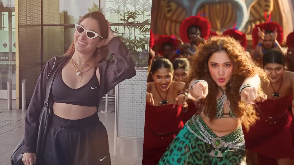 Kaavaalaa  Tamannaah  Tamannaah steps up for Kaavaalaa  Tamannaah steps up for Kaavaalaa with fan  Tamannaah Bhatia matches steps with fan  Kaavaalaa song at airport  Kaavaalaa song viral  Kaavaalaa song  Jailer  Rajinikanth  രജനികാന്ത്  തമന്ന ഭാട്ടിയ  തമന്ന  വീഡിയോ വൈറൽ  കാവാലയ്‌ക്ക് ചുവടുവച്ച് തമന്ന  കാവാല