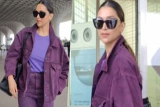 Watch: Deepika Padukone paints city in purple hue with her monochrome chic look at Mumbai airport