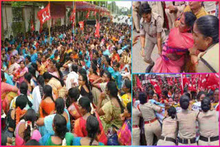 AP Anganwadi Workers Protest