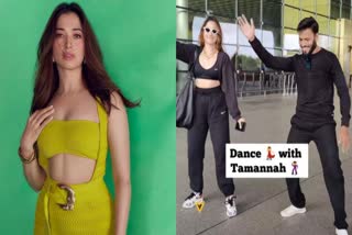 Tamannaah Bhatia Dance With Fan In Airport