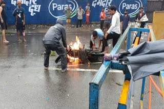 Kanwariya bike caught fire in Haridwar