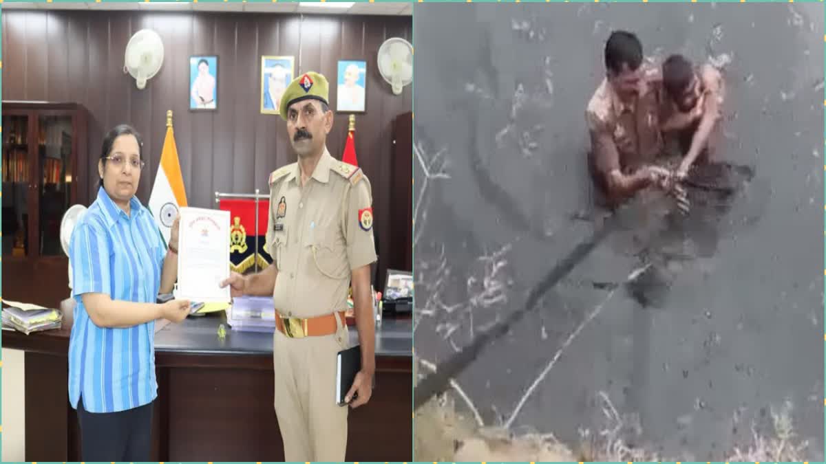 The brave step of the police inspector, jumped into the drain and saved the drunkard