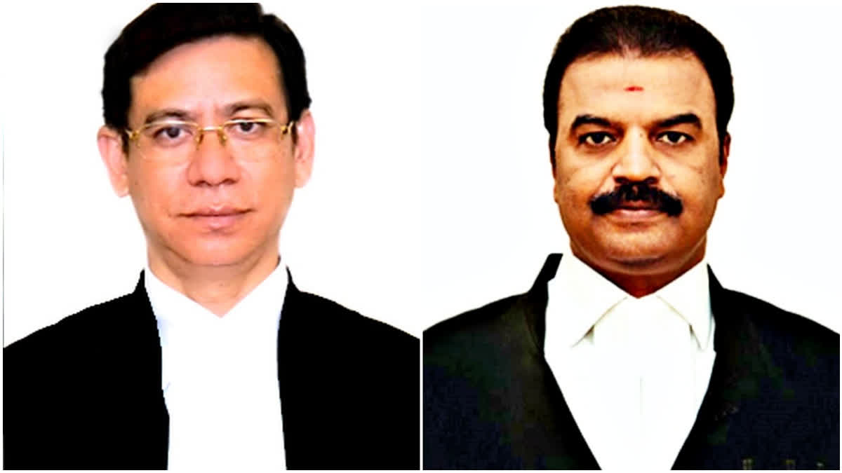 Justice N Kotiswar Singh, left, and Justice R Mahadevan