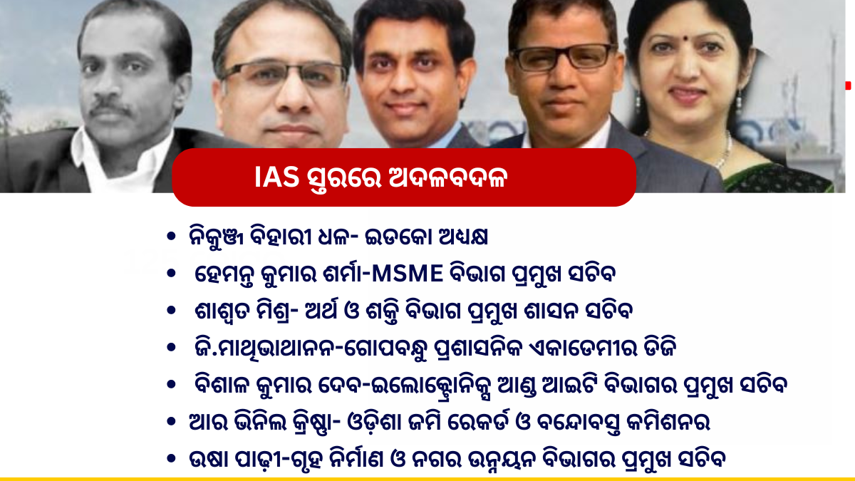 IAS RESHUFFLE IN ODISHA