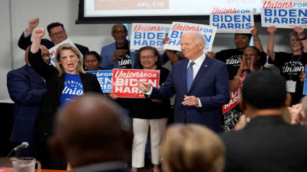 President Joe Biden looks to Union Leaders for aid as he seeks to reassure worried democrats.