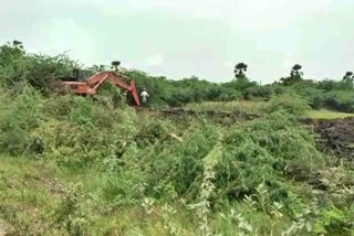 Dalit families protest the digging of the pond