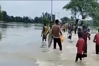flood filled roads in balrampur