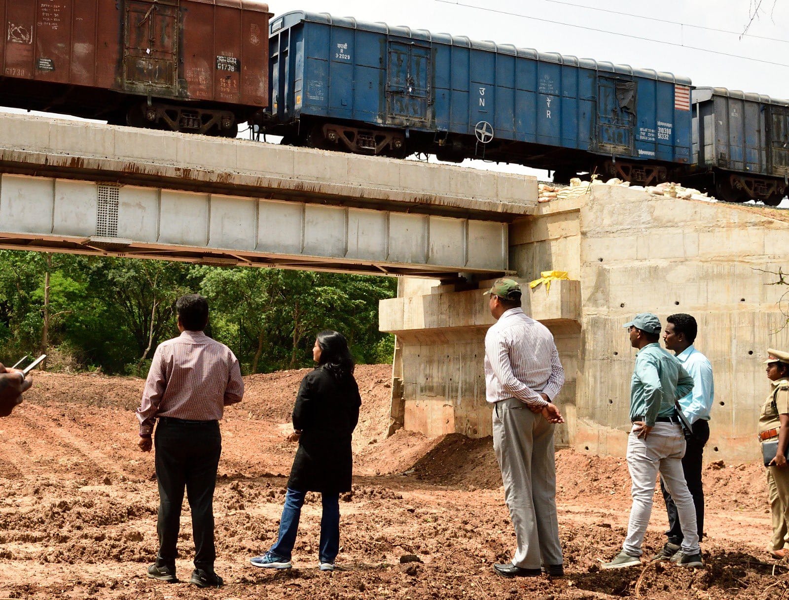 மேம்பாலத்தை ஆய்வு செய்த வனத்துறை அதிகாரிகள்