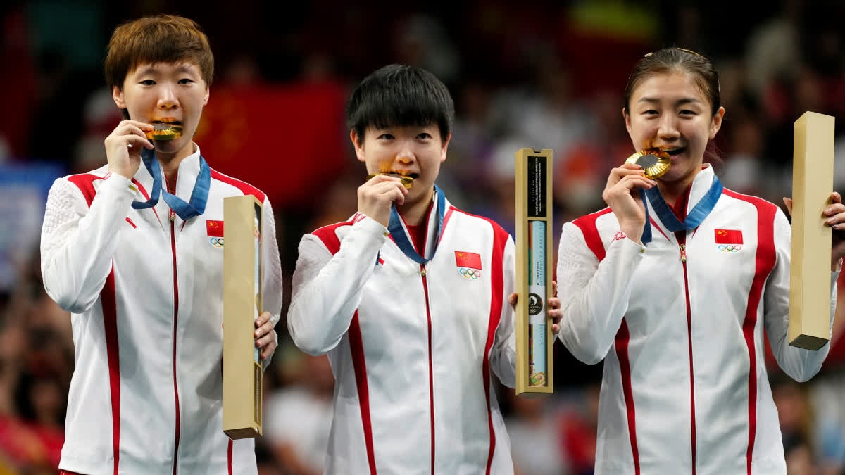 China became the only fourth country to cross the 300 gold medal mark after their women's table tennis team finished on the podium at the ongoing Paris Olympics 2024 on Saturday.