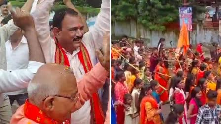 Minister Shyam Bihari Jaiswal dancing