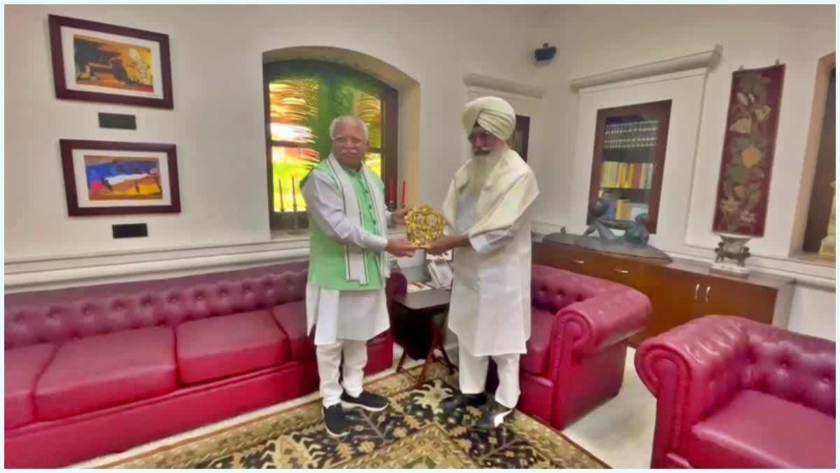 cm manohar lal meet  dera beas chief baba gurinder singh dhillon in amritsar