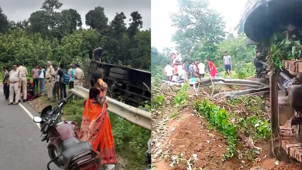 HIGH SPEED BUS OVERTURNED SIDHI