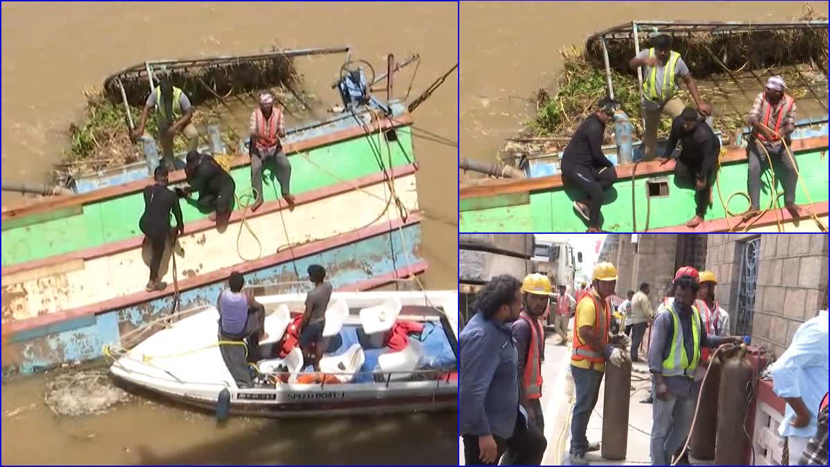 BOAT REMOVAL PROCESS At Prakasam Barrage