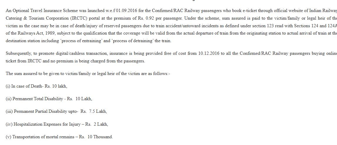 Insurance is available on railway tickets, premium is less than Rs 1, just have to do this work