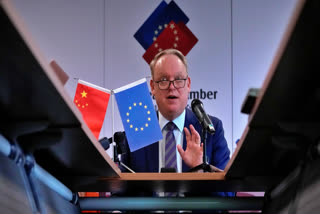 President of the European Union Chamber of Commerce in China Jens Eskelund speaks during a press conference for the annual European Business in China Position Paper, in Beijing, Wednesday, Sept. 11, 2024.