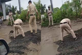 KANNAUD POLICE REPAIRED POTHOLES