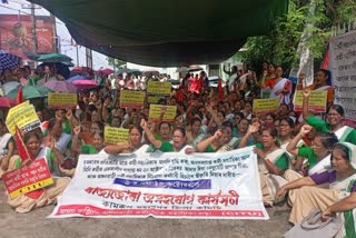 Anganwadi worker protesting for eight days in guwahati