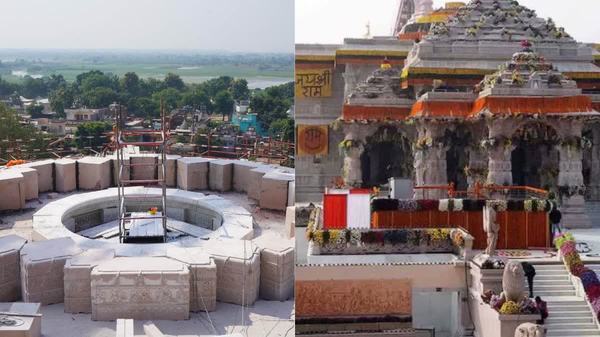 अयोध्या में राम मंदिर के शिखर निर्माण के लिए रखी गई पहली लेयर.