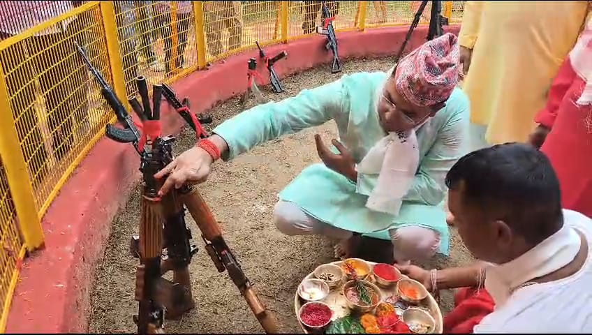 Arms worship of Gurkha soldiers