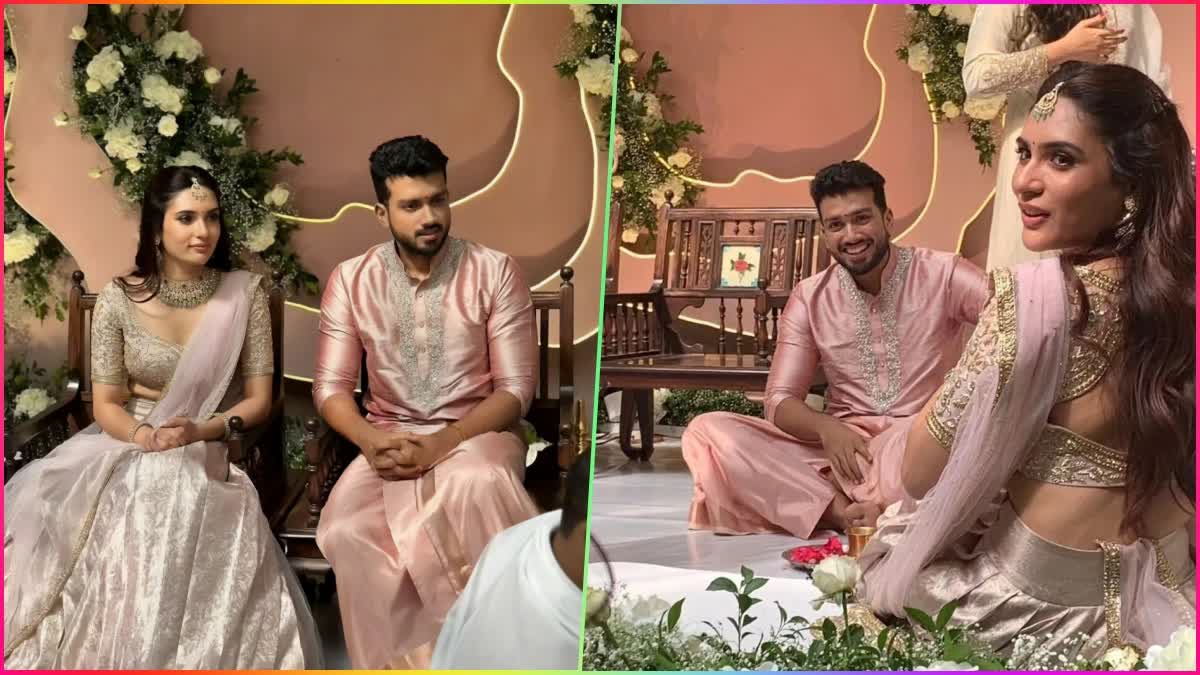 Kalidas Jayaram engaged with Tarini Kalingarayar  കാളിദാസിന് പ്രണയസാഫല്യം  പ്രണയസാഫല്യം  വിവാഹ നിശ്ചയ ചിത്രങ്ങള്‍ വൈറല്‍  Kalidas Jayaram engaged  Tarini Kalingarayar  Kalidas Jayaram  താരിണി കലിംഗരായരുമായി കാളിദാസ്  കാളിദാസ് ജയറാമിന്‍റെ വിവാഹ നിശ്ചയം  കാളിദാസിന്‍റയും തരിണിയുടെയും വിവാഹ നിശ്ചയ  Kalidas Jayaram Tarini Kalingarayar engagement