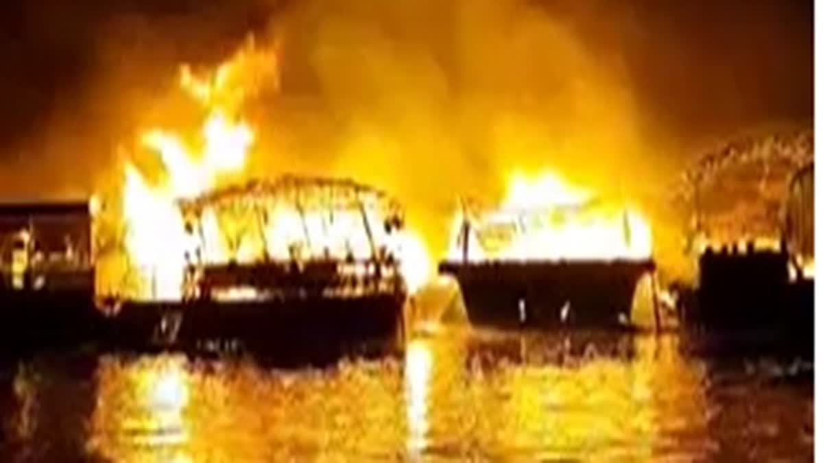 Massive fire guts houseboats in Dal Lake Srinagar