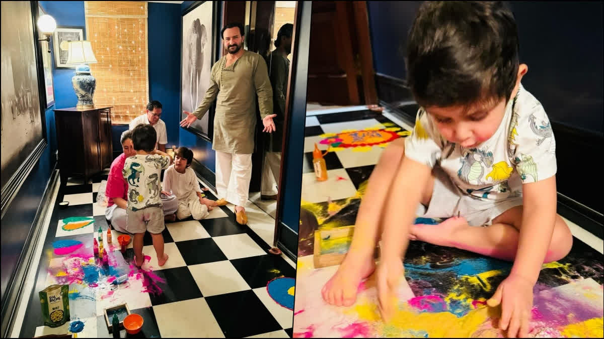 Ahead of Diwali, Kareena Kapoor makes 'Rangoli' with hubby Saif Ali Khan, their sons Taimur and Jehangir - see pics