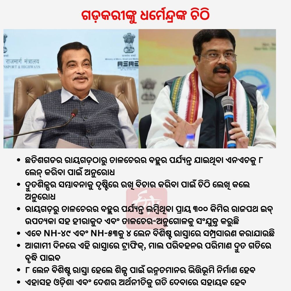 Dharmendra Pradhan writes letter to Gadkari