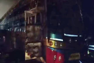 WEST BENGAL BUS BOUND FOR ODISHAS PARADIP CATCHES FIRE AT PASCHIM MEDINIPUR