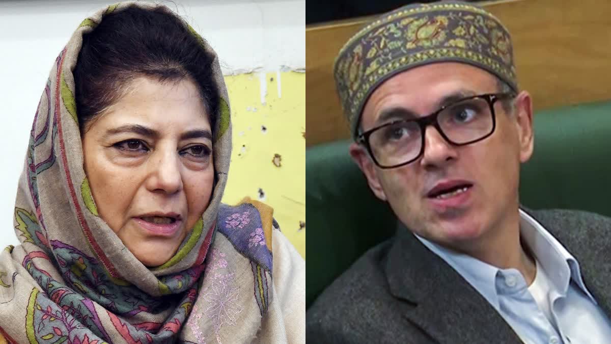 Mehbooba Mufti (L) and Omar Abdullah collage