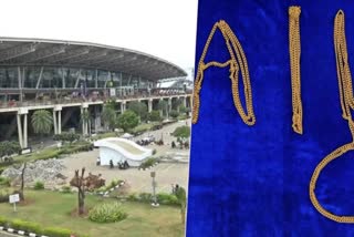 Chennai Internation Airport and (right) the seized items