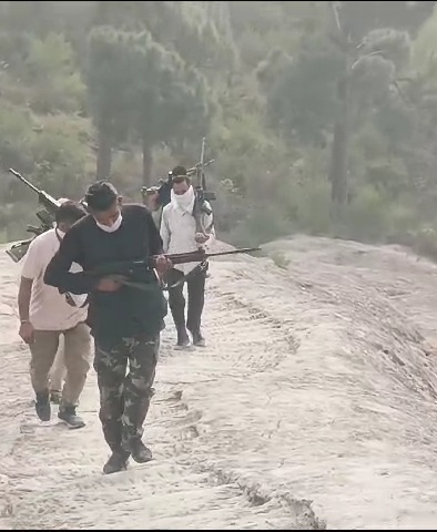 VDGs stand guard along in border area in Akhnoor, Jammu and Kashmir. The VDGs have redoubled vigilance alongside the security forces in guarding the borders.