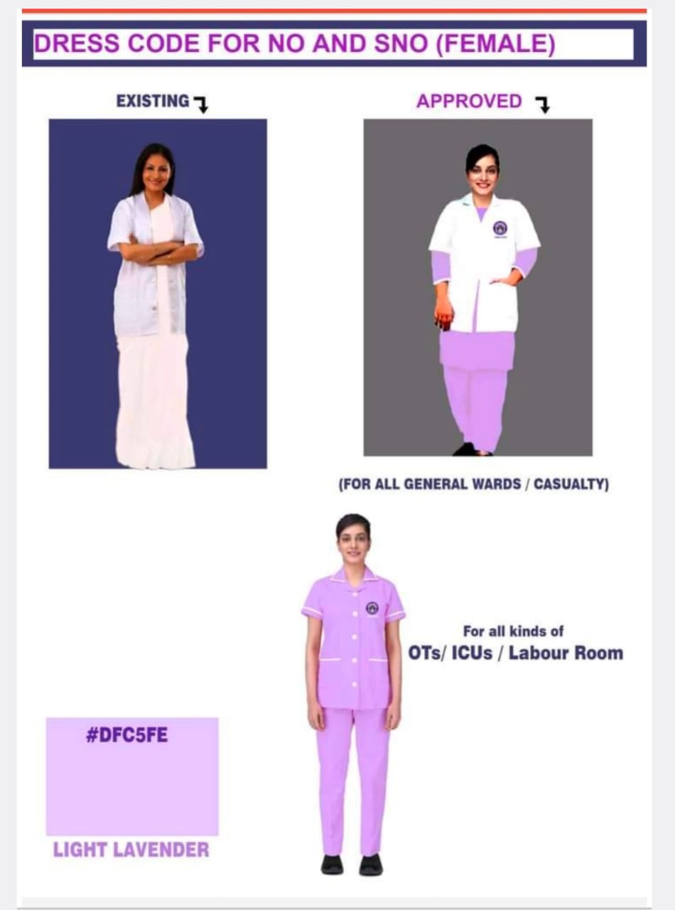 NEW DRESS CODE OF NURSING STAFF