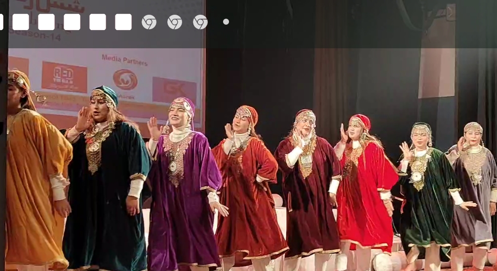 Kashmiri girls peform traditional rouf dance at 'Shash Rang' Cultural Extravaganza at Tagore Hall in Srinagar. The event was a blend of various forms of music like traditional Kashmiri 'Chakri' and rouf