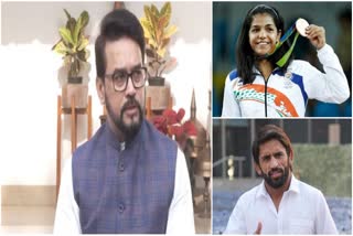 Anurag Thakur, Sakshi Malik and Bajrang Punia