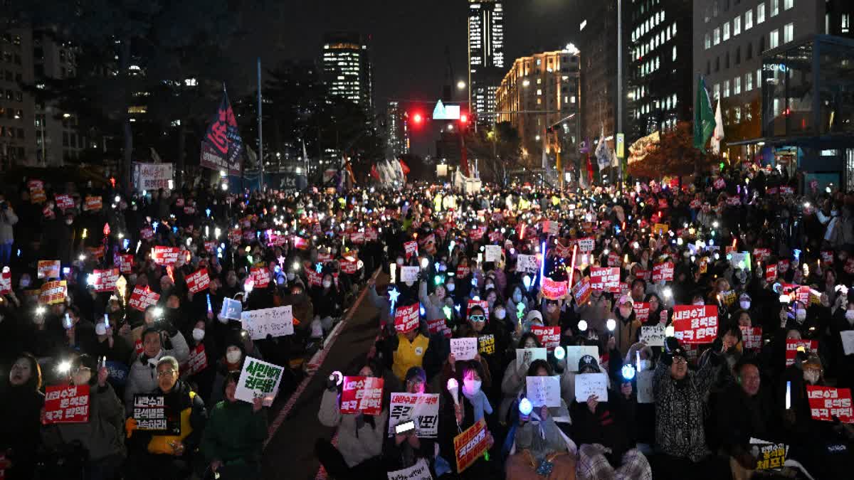 People Protest Against Marshal Law In South Korea