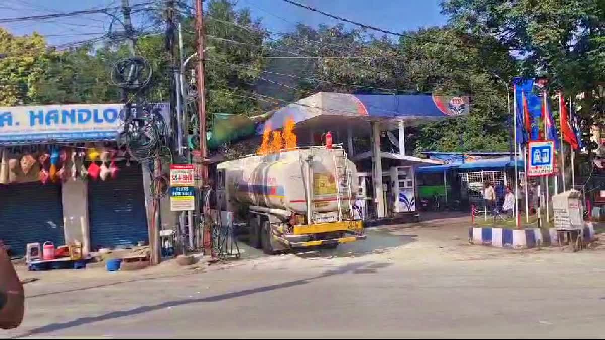 Fuel Tanker Catches Fire at Ek Minar Petrol Bunk