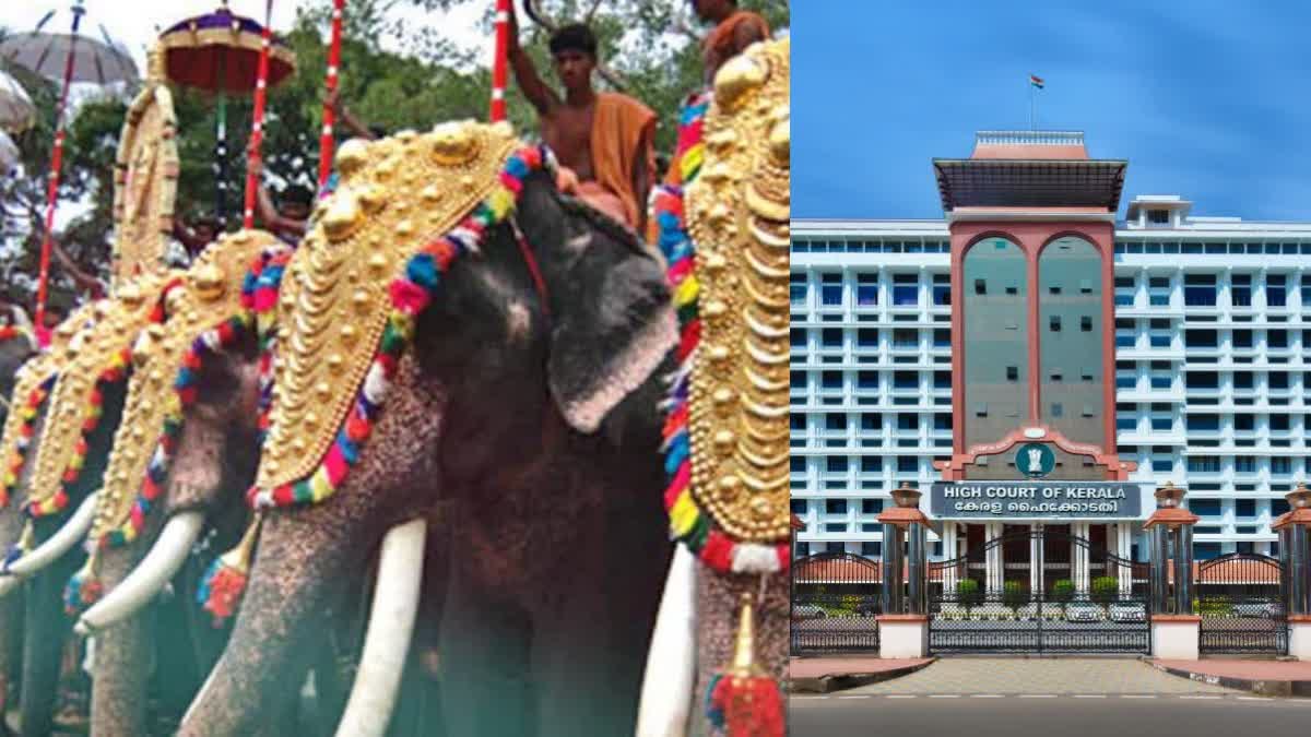 ശ്രീപൂർണ ത്രയീശ ക്ഷേത്രം  elephant procession  High Court  contempt of court action